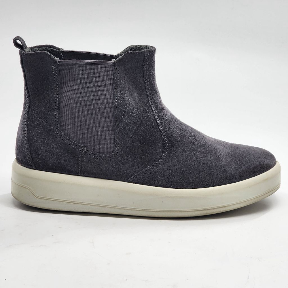 ECCO Chelsea Gray Suede Platform Ankle Boots & Booties 38 7-7.5 with White Sole - Picture 5 of 8